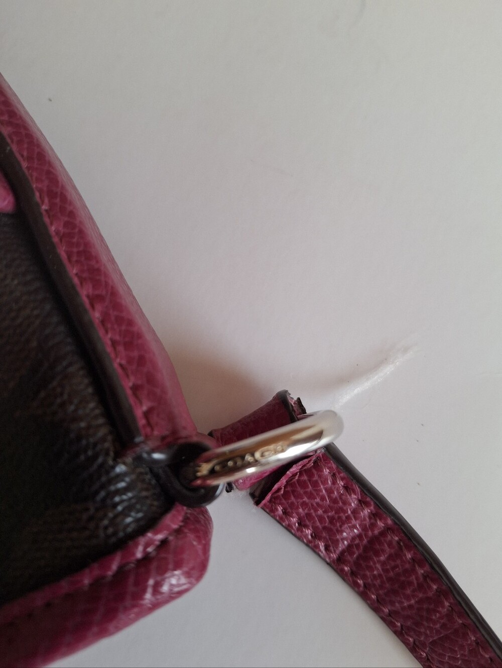 Coach Brown Signature File Crossbody Bag with Raspberry Trim - Picture 6 of 14